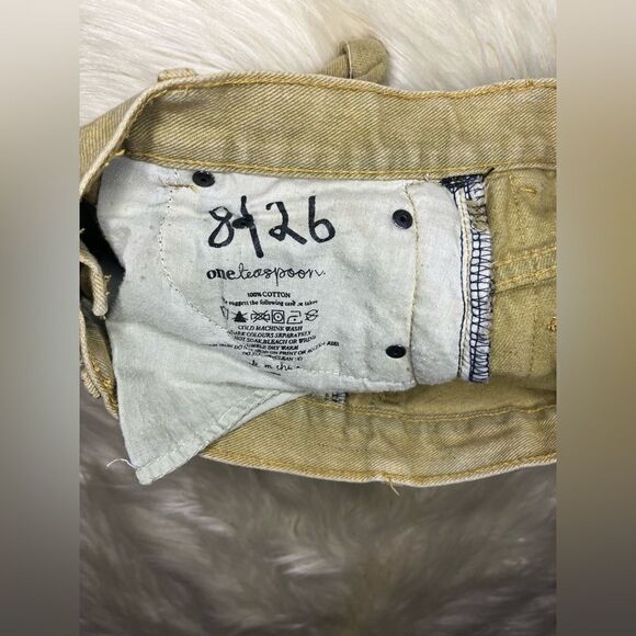 One Teaspoon olive green distressed Aztec striped side denim shorts sz 8/26 - Picture 4 of 9